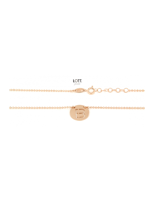 LOTT. Initial ketting R Large Rose Gold Plated