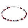 COEUR de LION ketting 4014/0312 Rood/Grijs/Zilverkleurig