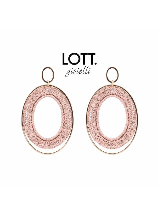 LOTT. Gioielli oorbellen Silk Oval Open Powder Pink/Rosé Gold Plated