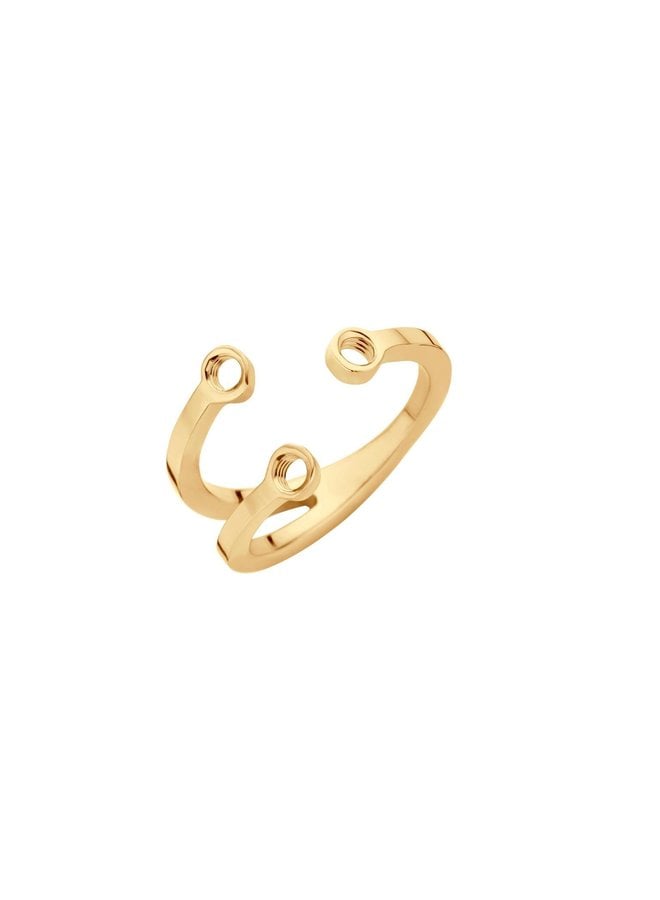 Melano Twisted ring Trio Stone Gold Plated
