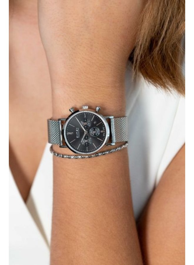 Zinzi horloge Chrono  ZIW1501 Zilverkleurig/Zwart