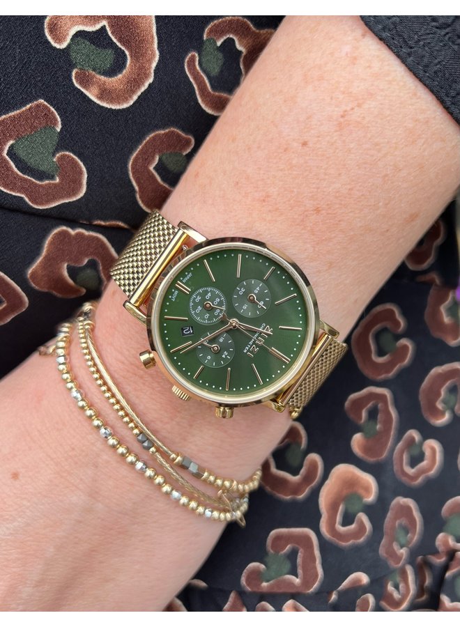 Zinzi Horloge Chrono ZIW1535 Goud-Groene Wijzerplaat - Jewelz \u0026 More