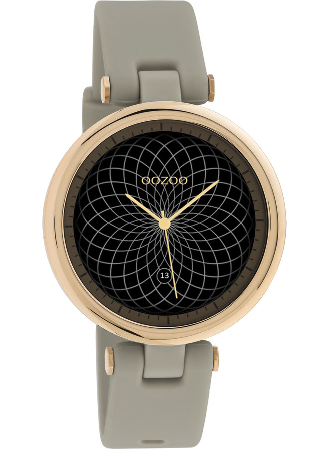 OOZOO Smartwatch Q00402 Rosé Gold/Taupe Rubber Strap