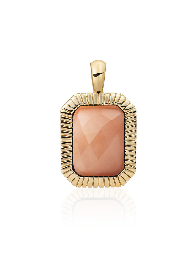 Sparkling Jewels pendant Baguette Peach Rhodonite Goudkleurig