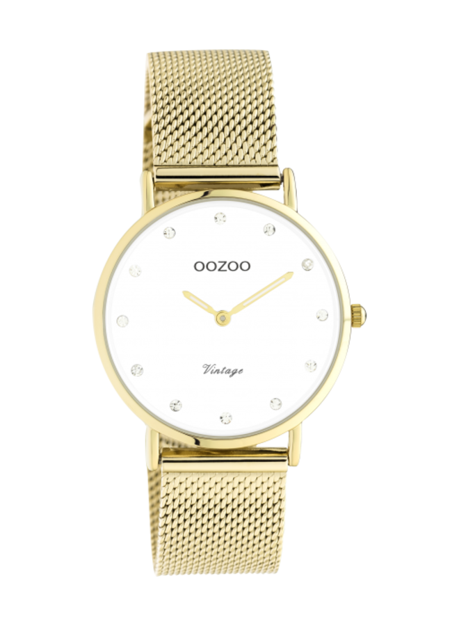 OOZOO Vintage horloge C20241 Goudkleurig/Wit