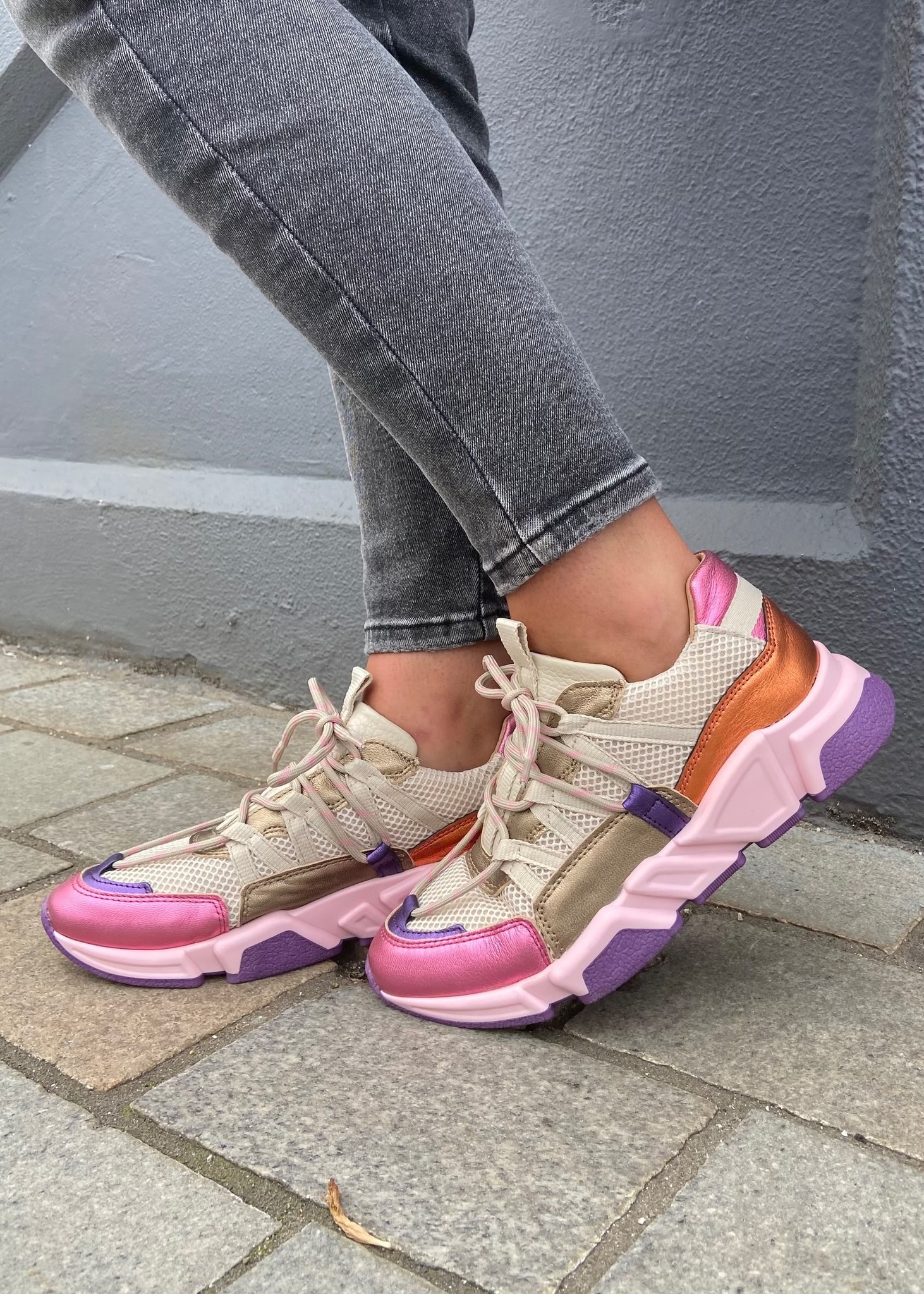 DWRS Sneakers Los Angeles Leer Beige/Purple - Jewelz \u0026 More