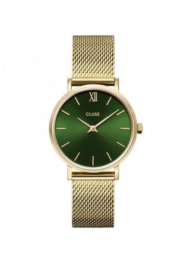 CLUSE horloge Minuit Mesh Goudkleurig/Groen