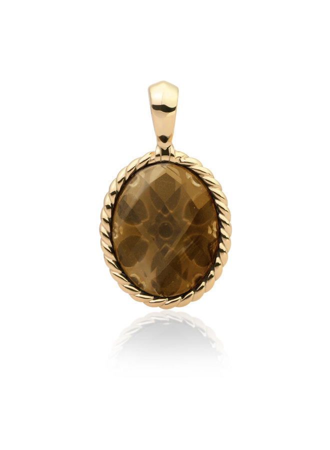 Sparkling Jewels pendant Twist Smoky Quartz Goudkleurig