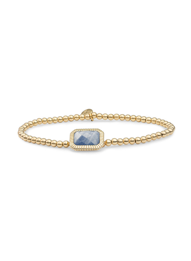 Sparkling Jewels armband Baguette Blue Aventurine Goudkleurig