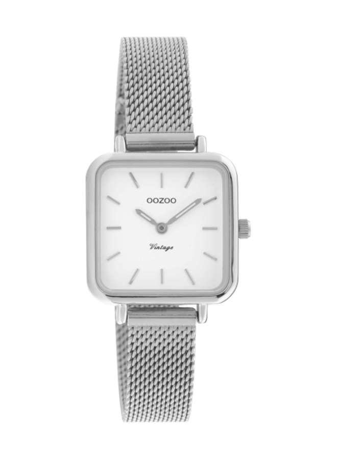 OOZOO Vintage horloge C20261 Zilverkleurig/Wit