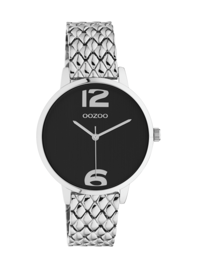 OOZOO Timepieces horloge C11021 Zilverkleurig/Zwart