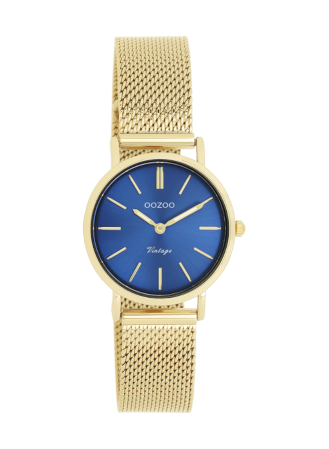 OOZOO Vintage horloge C20293 Goudkleurig/Blauw