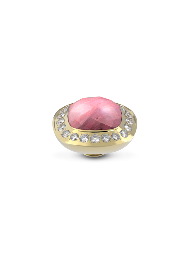 Melano Vivid meddy Border CZ Rhodonite Goudkleurig