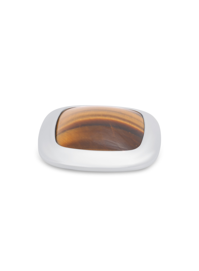 Melano Kosmic meddy Gem Square Tiger Eye Zilverkleurig