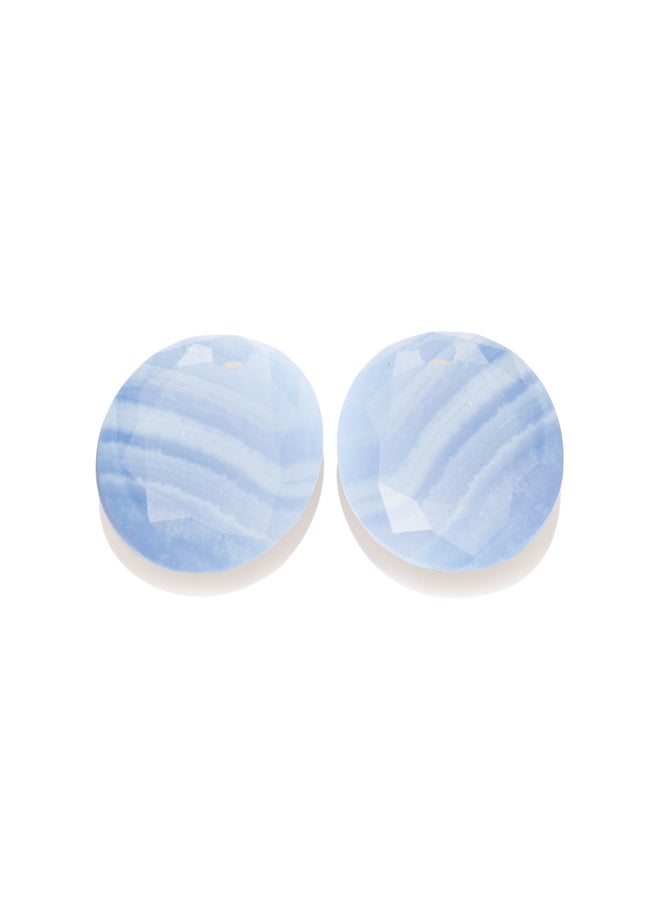 Sparkling Jewels oorbel Edelstenen Round Oval Blue Lace Agate