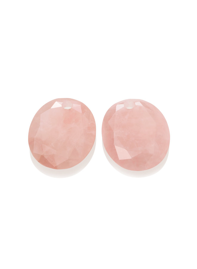 Sparkling Jewels oorbel Edelstenen Round Oval Rose Quartz