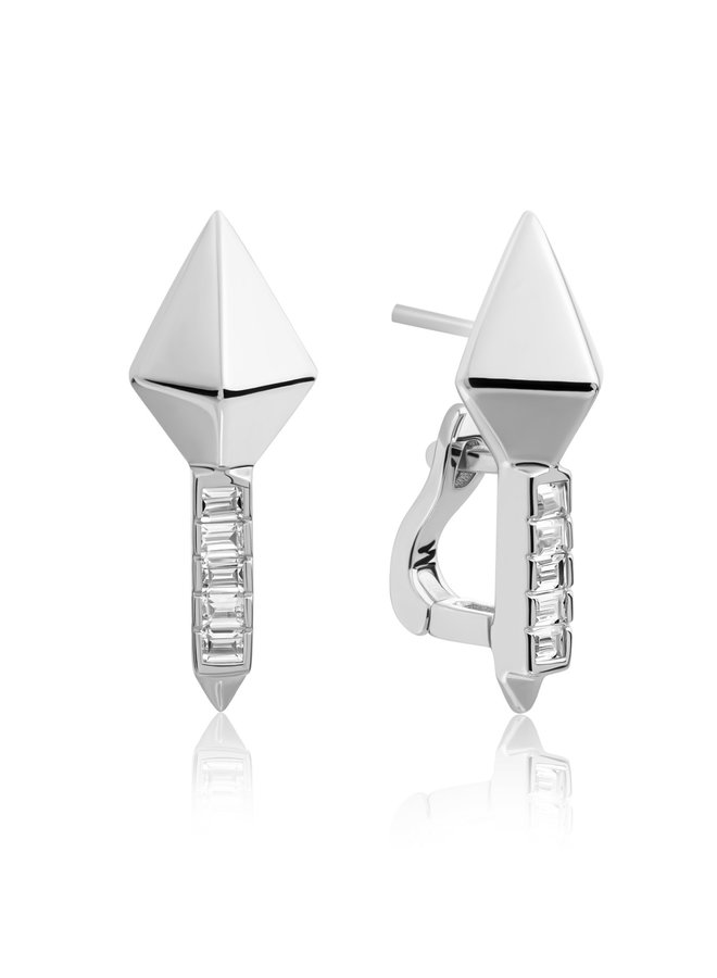 Sparkling Jewels oorstekers Pyramid White CZ Zilver
