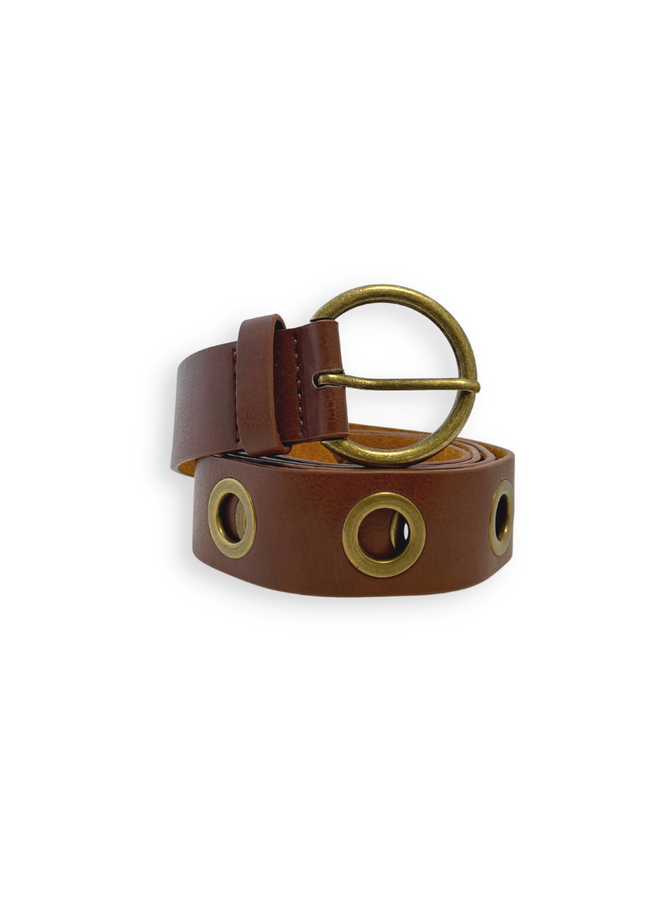 Elvy riem Eyelets 35746 Cognac/Goudkleurig Onesize