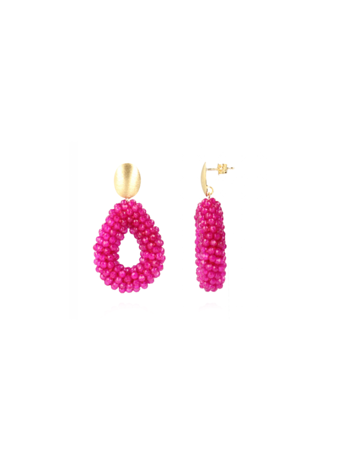 LOTT. oorbellen Berry Druppel S Fuchsia/Goud Verguld