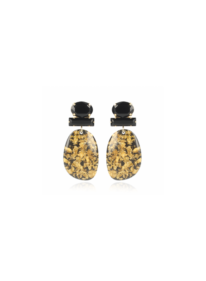 LOTT. oorbellen Asymmetric Oval L Gold Flakes