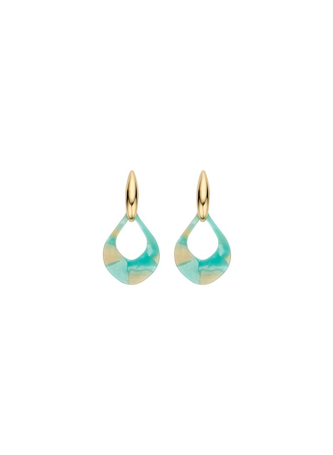 Biba oorbellen 83015-03 Turquoise/Goudkleurig