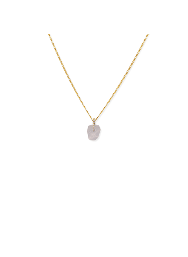 Vedder & Vedder ketting Gemstone Rose Quartz Goud Verguld