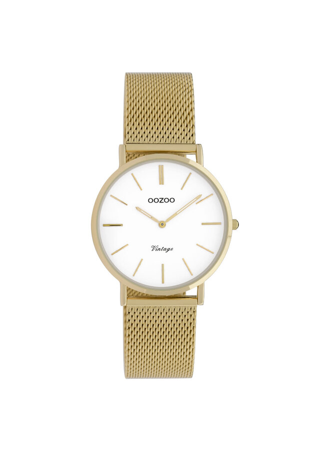OOZOO Vintage horloge C9911 Goudkleurig/Wit