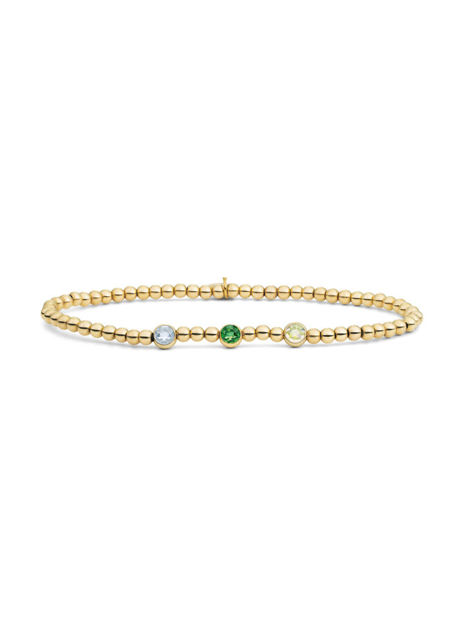 Sparkling Jewels armband 3 Beads Groen/Goudkleurig