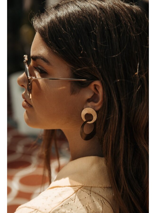 LOTT. oorbellen Double Charm Satin M Goud Verguld