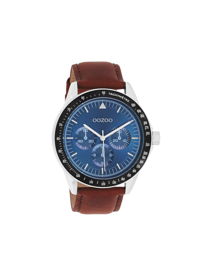 OOZOO Timepieces horloge C11110 Bruin/Zilverkleurig/Blauw