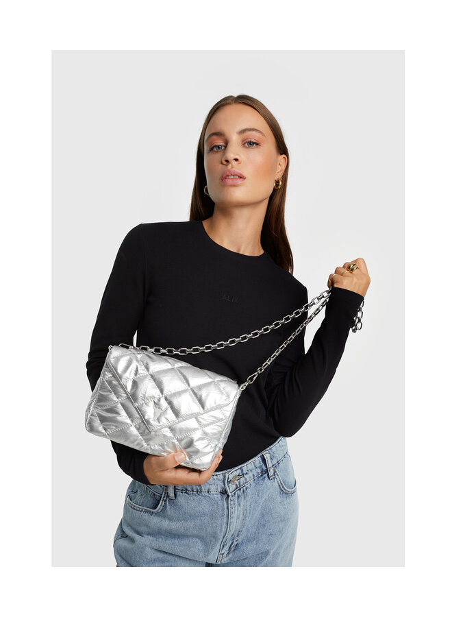 Tas Quilted Metallic Silver