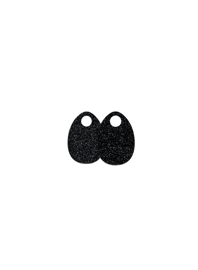 Bauer Basics oorbelhangers Ellips Glitter Zwart