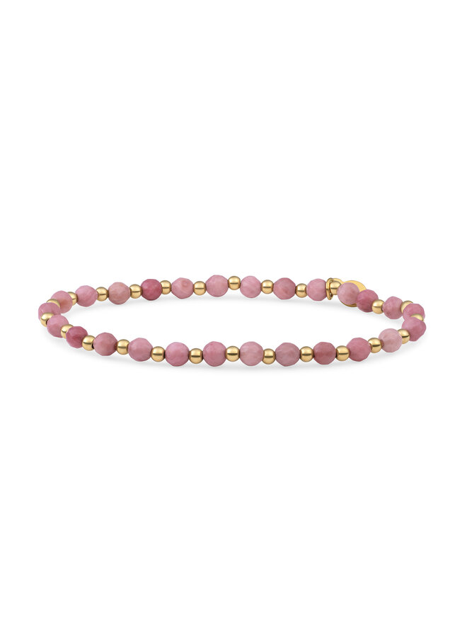 Sparkling Jewels armband Interstellar Pink Rhodonite Goudkleurig