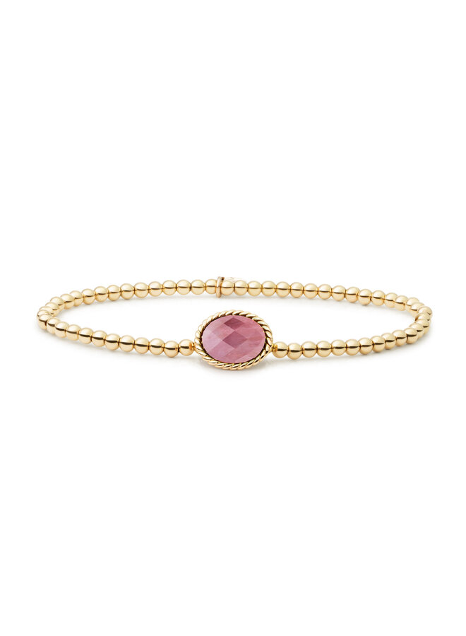 Sparkling Jewels armband Twist Pink Rhodonite Goudkleurig