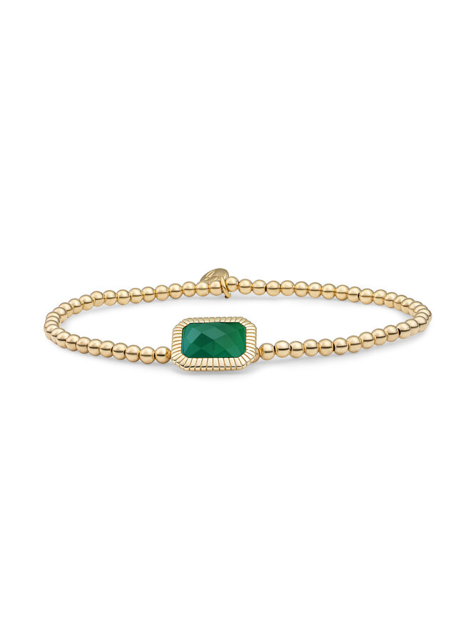 Sparkling Jewels armband Baguette Green Onyx Goudkleurig