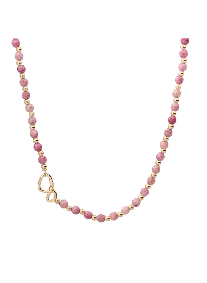 Sparkling Jewels ketting Link Pink Rhodonite Goudkleurig