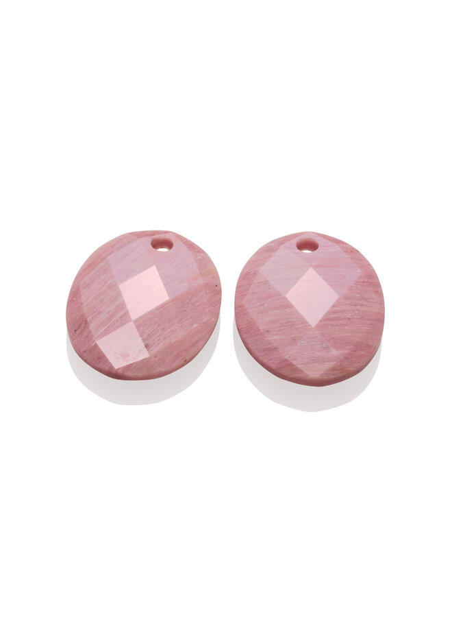Sparkling Jewels oorbel Edelstenen Round Oval Pink Rhodonite