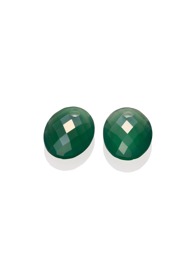 Sparkling Jewels oorbel Edelstenen Medium Oval Green Onyx
