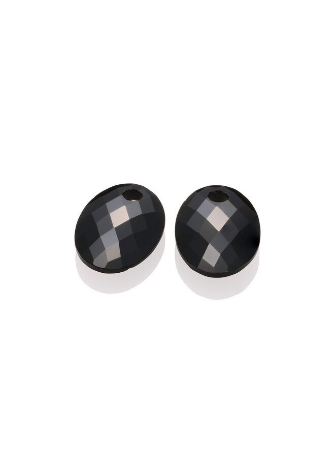 Sparkling Jewels oorbel Edelstenen Medium Oval Onyx