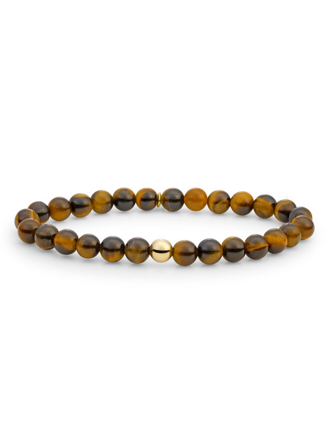 Sparkling Jewels armband Saturn Large Tiger Eye Goudkleurig