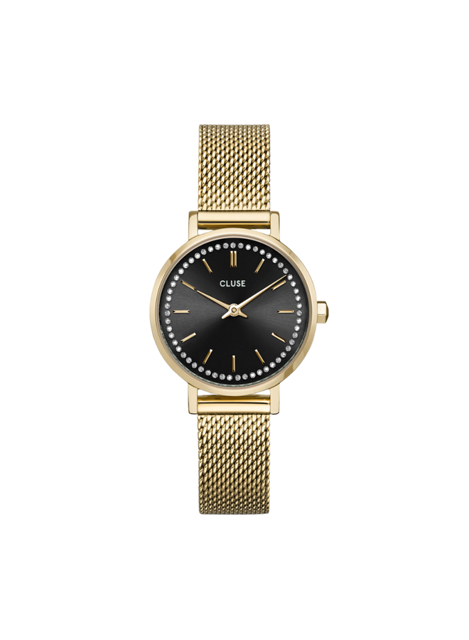 CLUSE horloge Boho Chic Petite Mesh Crystals Goudkleurig/Grijs