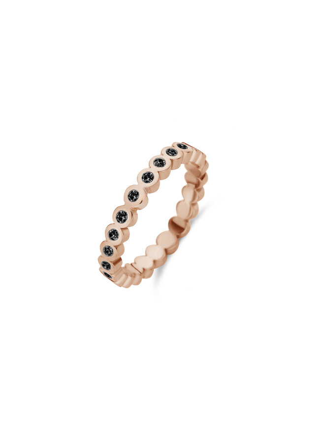 Melano Friends ring Wave Black CZ Rosé Gold Plated