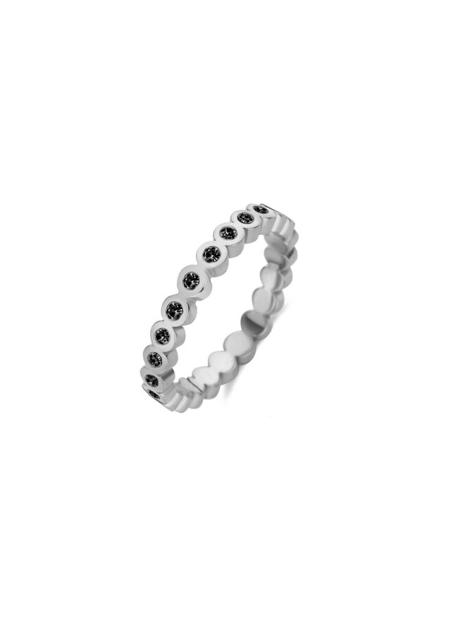 Melano Friends ring Wave Black CZ Stainless Steel