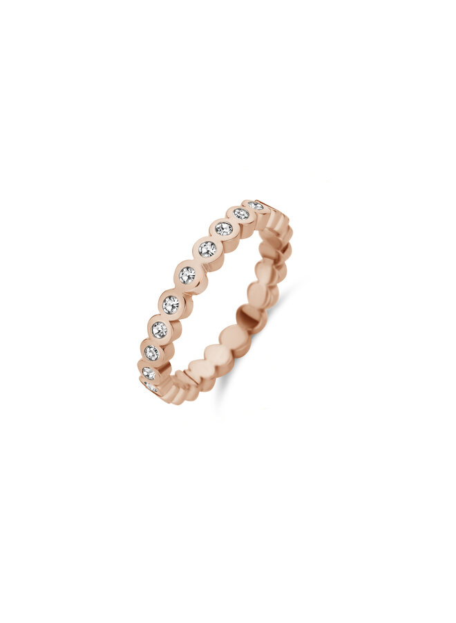 Melano Friends ring Wave Crystal CZ Rosé Gold Plated