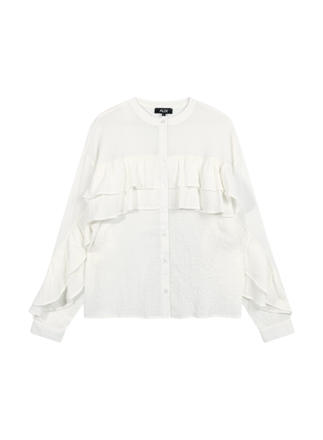 Blouse Chiffon Ruffle Light Ecru