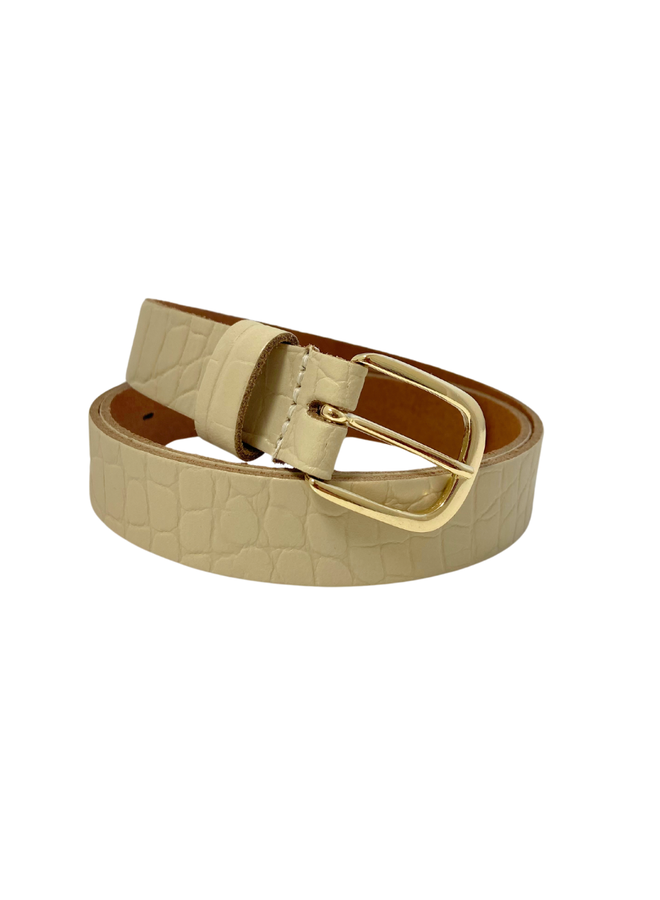 Elvy riem Croco 25877 Ecru/Goudkleurig