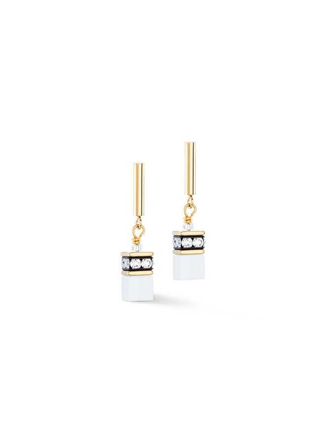COEUR de LION oorbellen 2810/1416 Wit/Goud Verguld