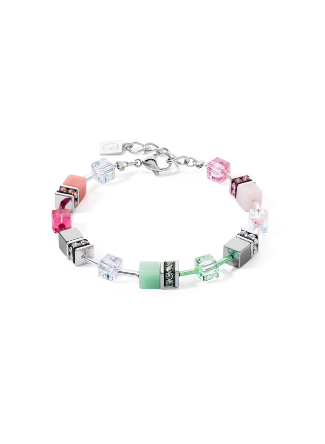 COEUR de LION armband 4023/0504 Groen/Roze/Zilverkleurig