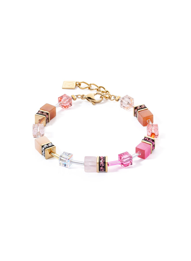 COEUR de LION armband 4905/1902 Roze/Oranje/Goud Verguld