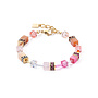 COEUR de LION armband 4905/1902 Roze/Oranje/Goud Verguld